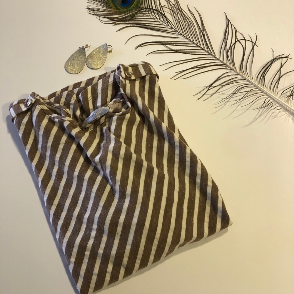 EUC Striped Top with Button Trim